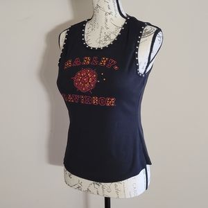 Harley Davidson Embellished Ribbed Tank Top Black